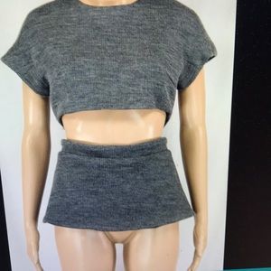 Cushnie et Ochs waffle knit slit top gray